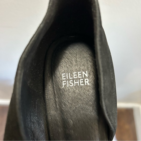 Eileen Fisher ~ Fig d’Orsay Black Leather Open Toe Shoes in size 9 - Picture 3 of 15
